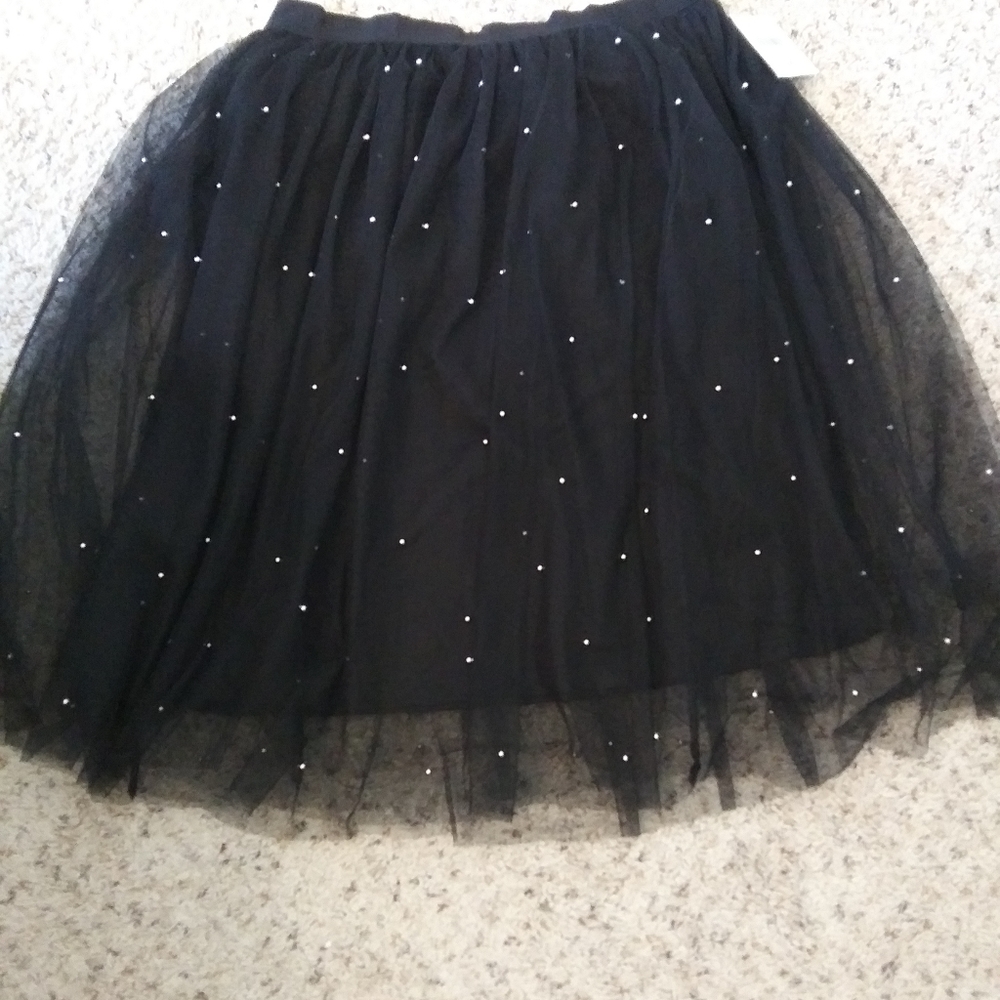 Black lace flare skirt
